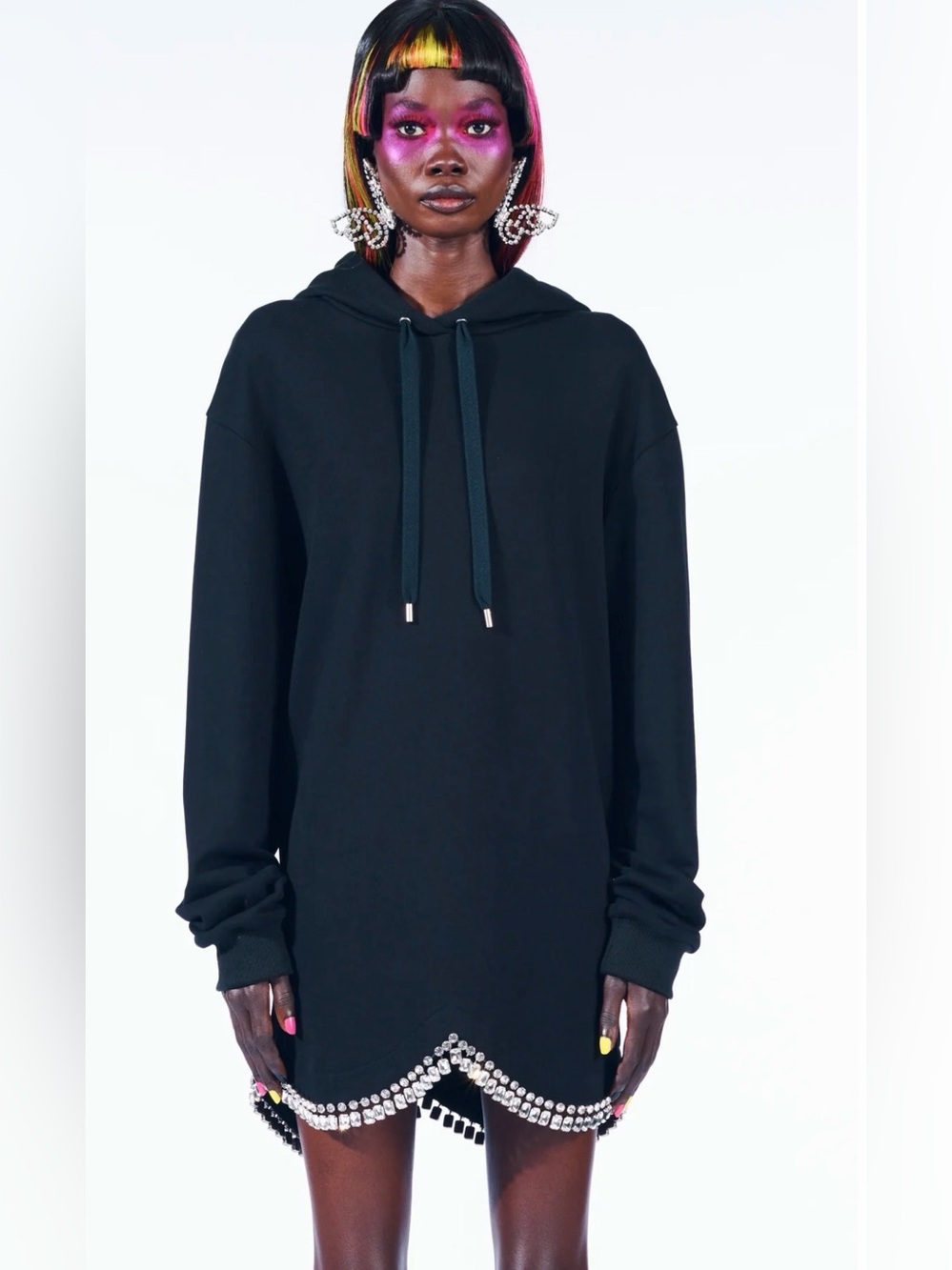 AREA Draped Crystal Hoodie Dress VGUC
